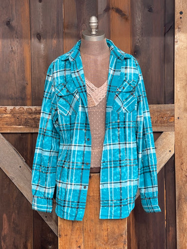 Turtle Cove Art Flannel- LIMITED EDITION Island Blue